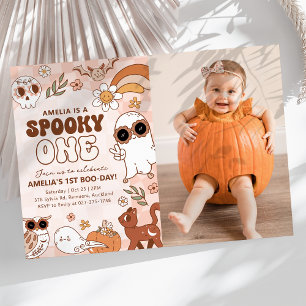 Retro Halloween Anniversaire Photo Invitation