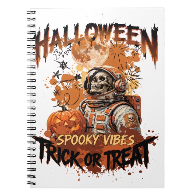 Retro Halloween Astronaut Notebook (Front)