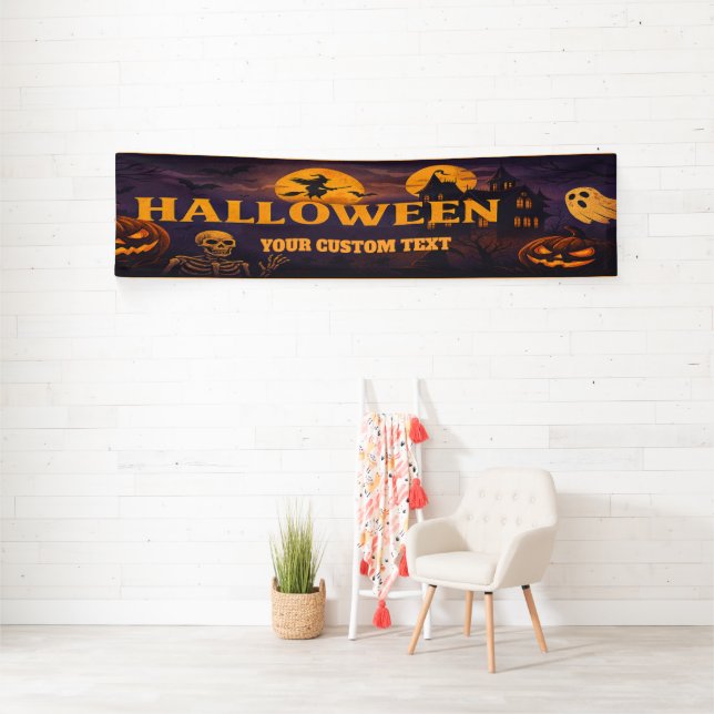 Retro Halloween Banner - Skulls & Ghosts Haunted! (Insitu)