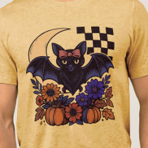 Retro Halloween Bat With Moon Gothic Aesthetic
