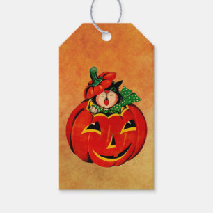 Retro Halloween Black Cat Gift Tags