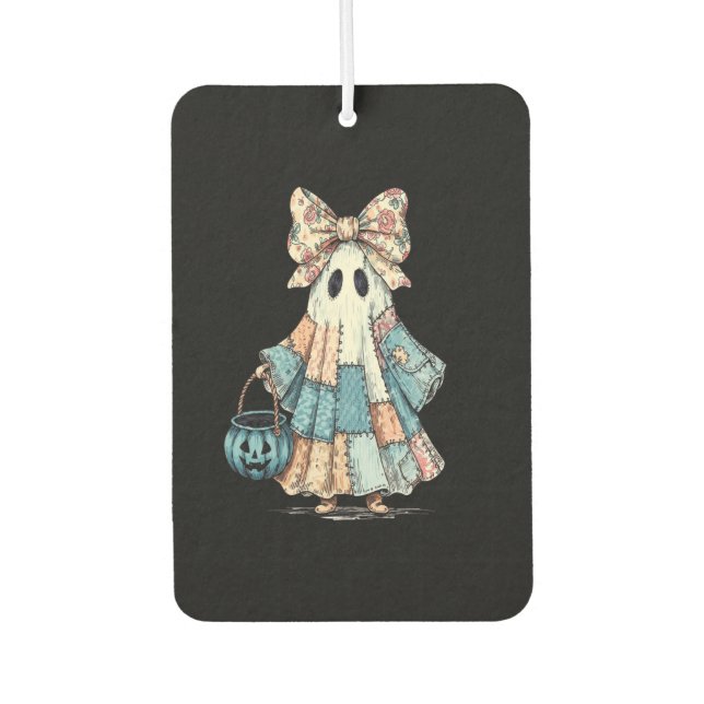 Retro Halloween Blue Denim Ghost Air Freshener (Front)