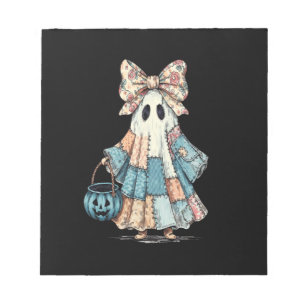 Retro Halloween Blue Denim Ghost Notepad