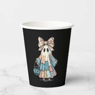 Retro Halloween Blue Denim Ghost Paper Cups