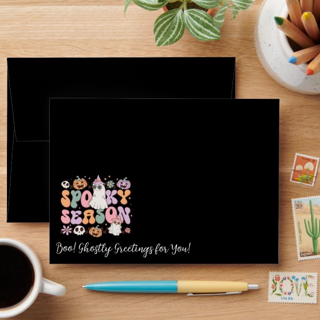 Retro Halloween Boo! Ghostly Greetings For You!  Envelope (Desk)