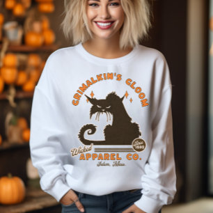 Retro Halloween Cat Grimalkin Orange Black Sweatshirt