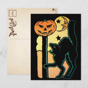 Retro Halloween Cat Postcard