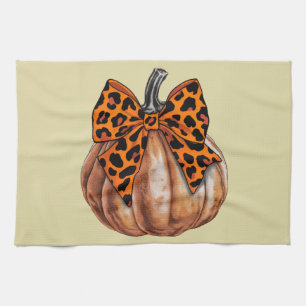 Retro Halloween Coquette Bow Pumpkin Spooky Fall Kitchen Towel