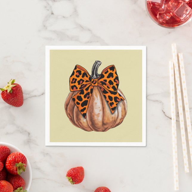 Retro Halloween Coquette Bow Pumpkin Spooky Fall  Napkin (Insitu)