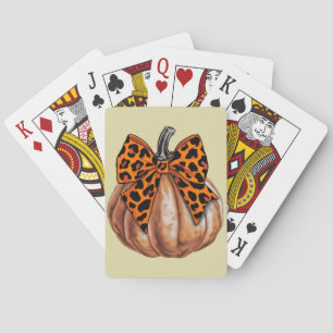 Retro Halloween Coquette Bow Pumpkin Spooky Fall Playing Cards