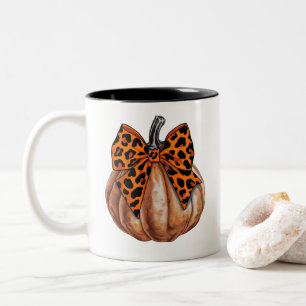 Retro Halloween Coquette Bow Pumpkin Spooky Fall  Two-Tone Coffee Mug