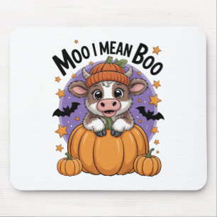 Retro Halloween Cow Moo I Mean Boo Funny Fall  Mouse Pad