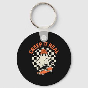 Retro Halloween Creep It Real Ghost Boy Fall Seaso Keychain
