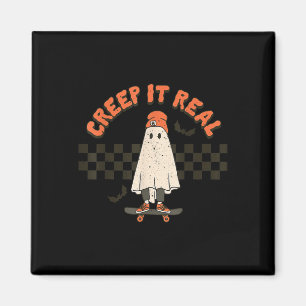 Retro Halloween Creep it real Ghost Boy Fall Seaso Magnet