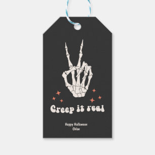 Retro Halloween Creep it Real Skeleton Gift Tags