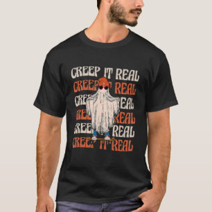 Retro Halloween Creep it Real Vintage Ghost Hallow T-Shirt