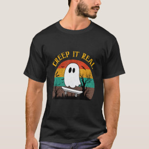 Retro Halloween Creep It Real Vintage Ghost Skateb T-Shirt