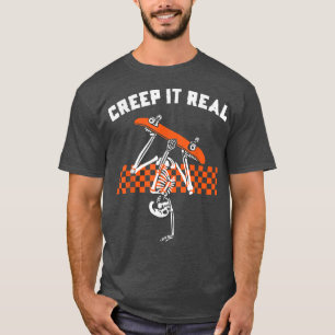 Retro Halloween Creep it Real Vintage Skeleton Gho T-Shirt
