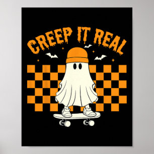 Retro Halloween Cute Ghost Halloween Creep It Real Poster