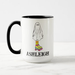 Retro Halloween Cute Summerween Ghost Custom Name Mug