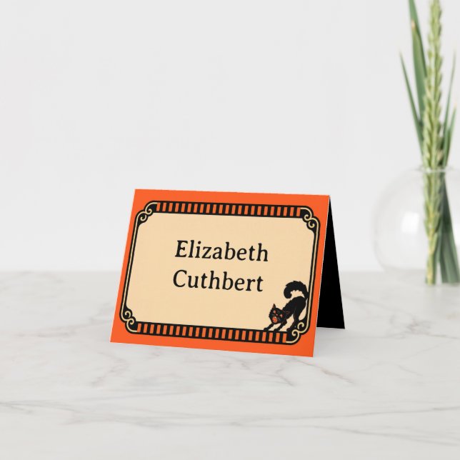 Retro Halloween Decor Style Table Card (Front)