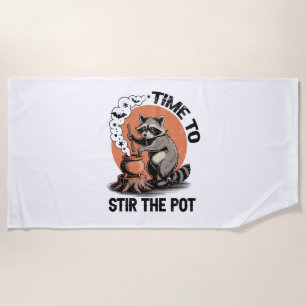 Retro Halloween Feral Time to Stir The Pot Beach Towel