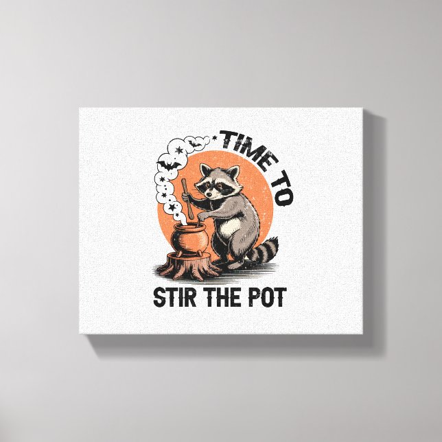 Retro Halloween Feral Time to Stir The Pot Canvas Print (Front)