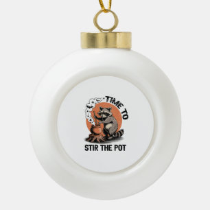 Retro Halloween Feral Time to Stir The Pot Ceramic Ball Christmas Ornament