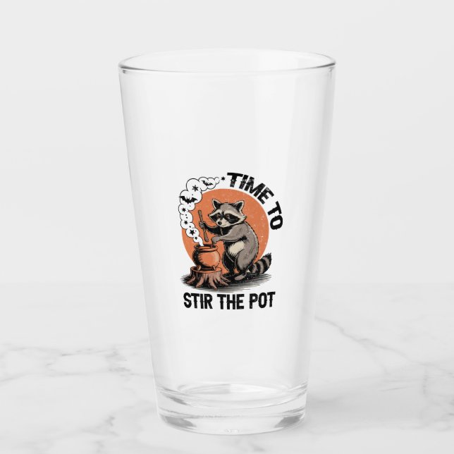 Retro Halloween Feral Time to Stir The Pot Glass (Front)