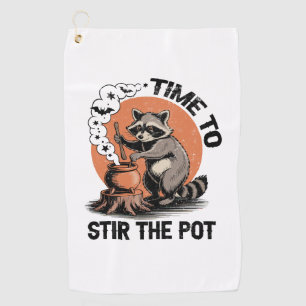 Retro Halloween Feral Time to Stir The Pot Golf Towel