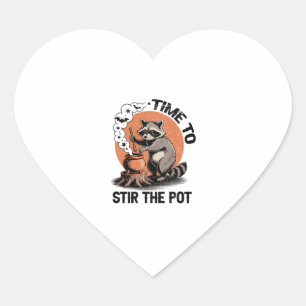 Retro Halloween Feral Time to Stir The Pot Heart Sticker
