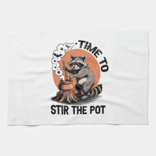 Retro Halloween Feral Time to Stir The Pot Kitchen Towel
