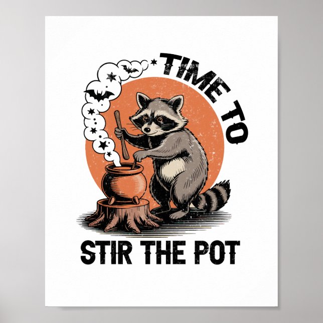 Retro Halloween Feral Time to Stir The Pot Poster (Front)