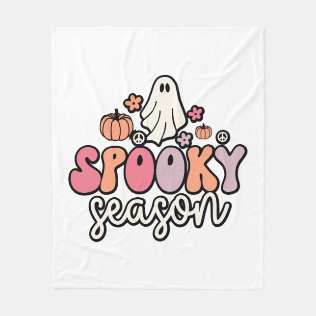 Retro Halloween Fleece Blanket (Front)