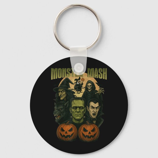 Retro Halloween Funny Monster Classic Spooky Keychain (Front)