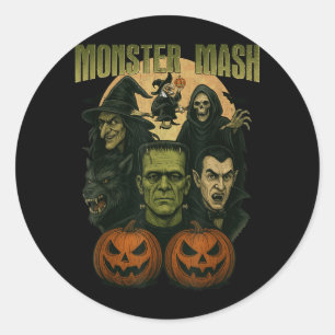 Retro Halloween Funny Monster Classic Spooky Round Sticker