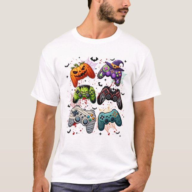 Retro Halloween Gaming Controller T-Shirt (Front)
