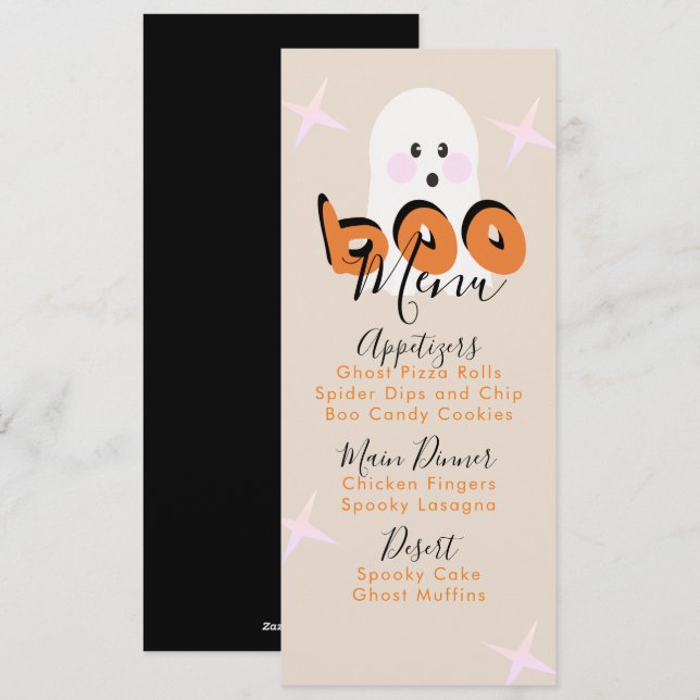 Retro Halloween Ghost Anniversaire Menu (Devant / Derrière)
