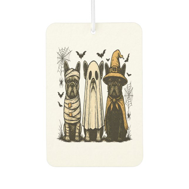 Retro Halloween Ghost French Bulldog Gothic Png Air Freshener (Front)