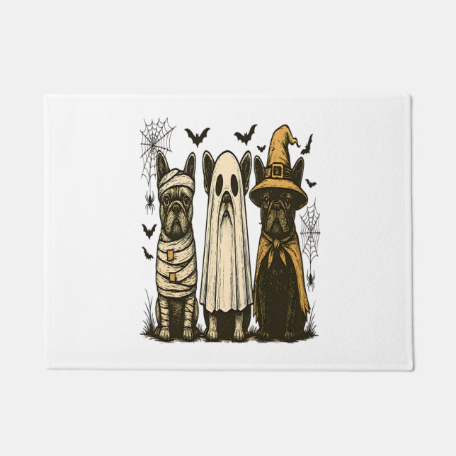 Retro Halloween Ghost French Bulldog Gothic Png Doormat (Front)