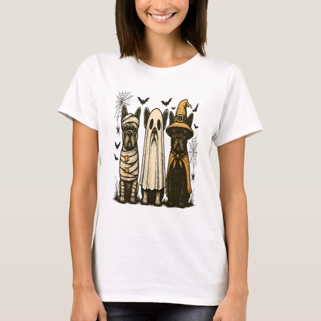 Retro Halloween Ghost French Bulldog Gothic Png T-Shirt (Front)