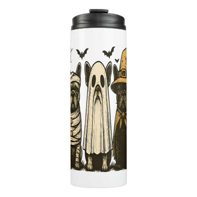 Retro Halloween Ghost French Bulldog Gothic Png Thermal Tumbler (Front)