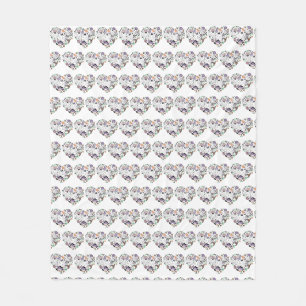 Retro Halloween Ghosts and Pumpkin Heart shape Fleece Blanket