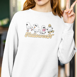 Retro Halloween Ghosts Cute Groovy and Vintage Sweatshirt