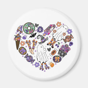 Retro Halloween Ghosts with Roller Blades Magnet