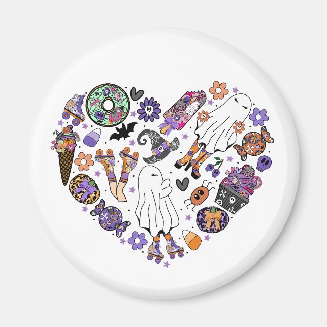 Retro Halloween Ghosts with Roller Blades  Magnet (Front)