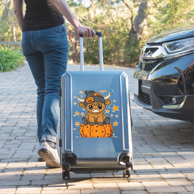 Retro Halloween Highland Cow (Suitcase Insitu)