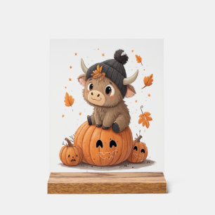 Retro Halloween Highland Cow 2 Acrylic Sign