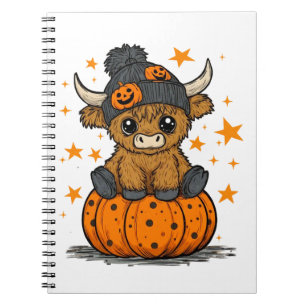 Retro Halloween Highland Cow Notebook