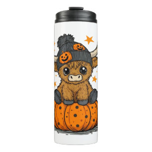 Retro Halloween Highland Cow Thermal Tumbler